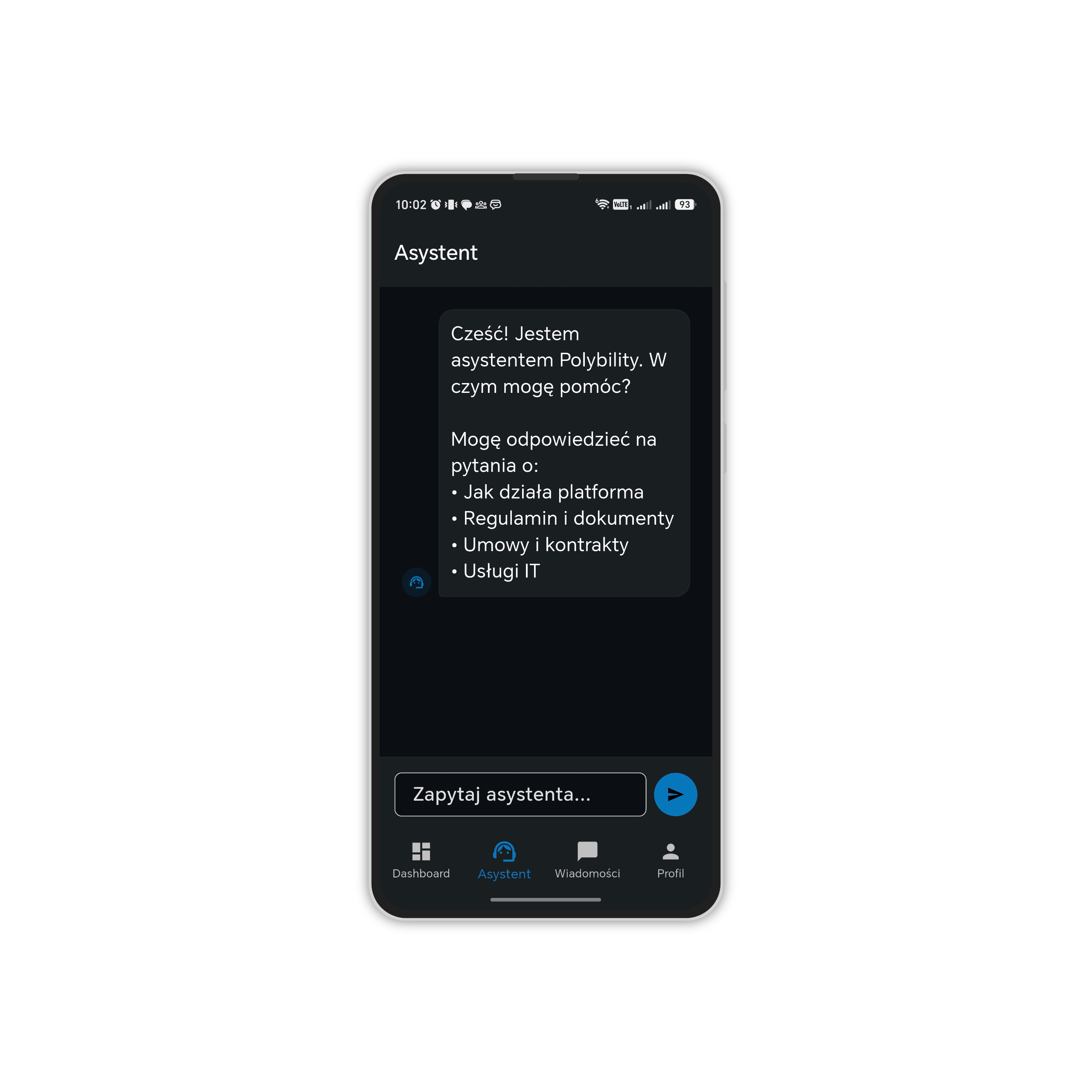 Asystent AI w aplikacji mobilnej Polybility