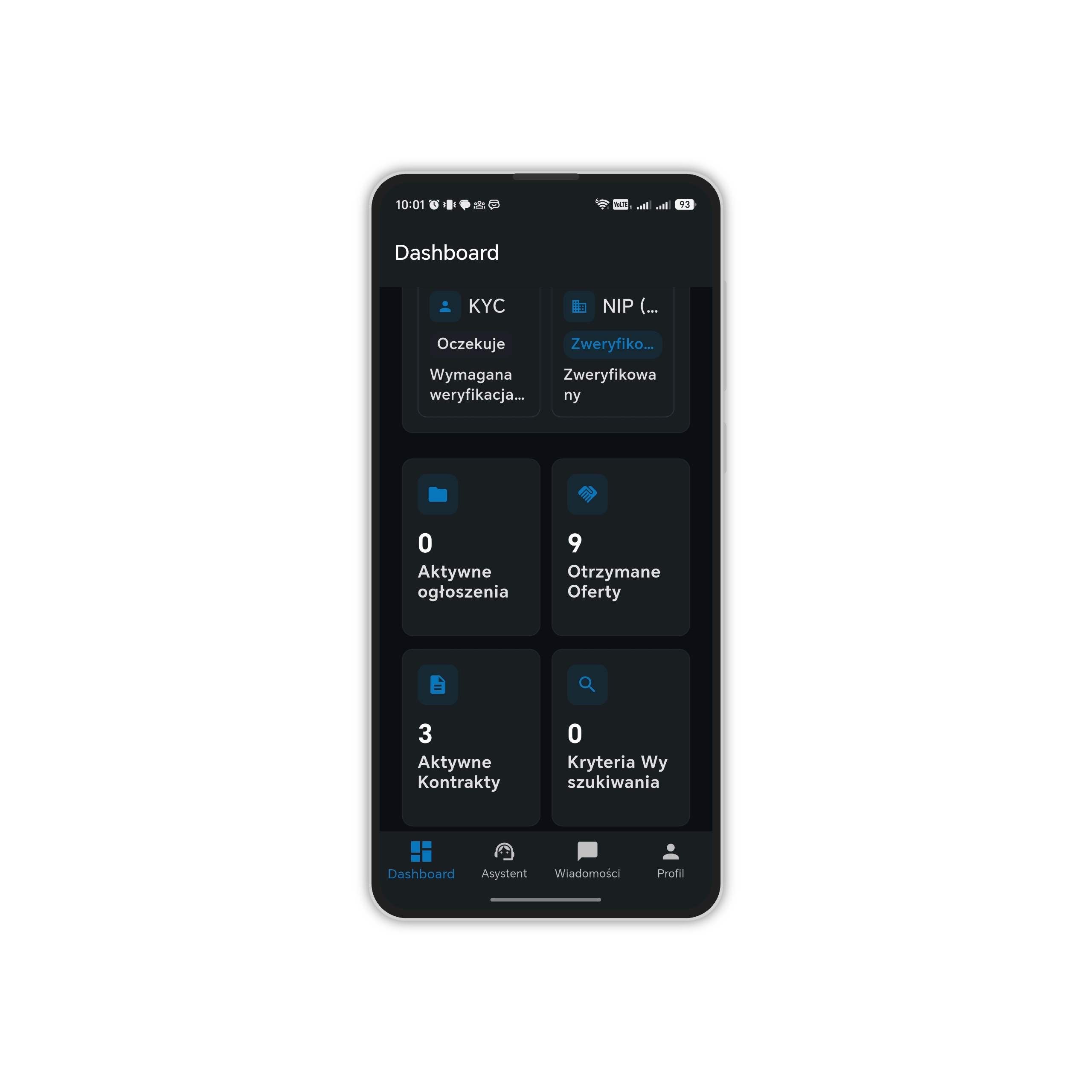 Statystyki zleceniodawcy w aplikacji mobilnej Polybility