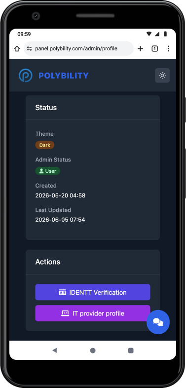 Profil użytkownika w aplikacji Polybility na telefonie