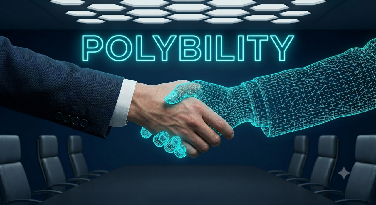 Tło sekcji głównej Polybility z wizualizacją platformy